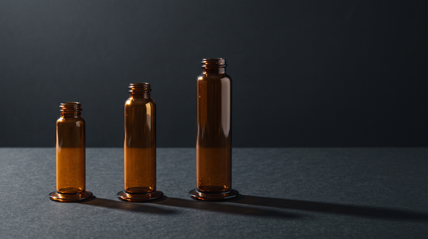 TRIADA quality band - amber apothecary vials on charcoal