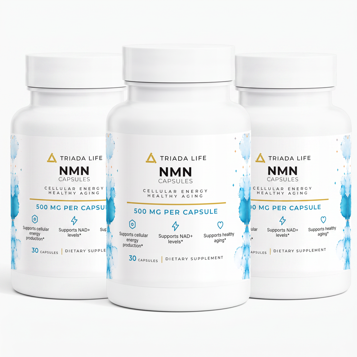 Three bottles of TRIADA LIFE NMN Capsules 500 mg, the 3 Month Supply